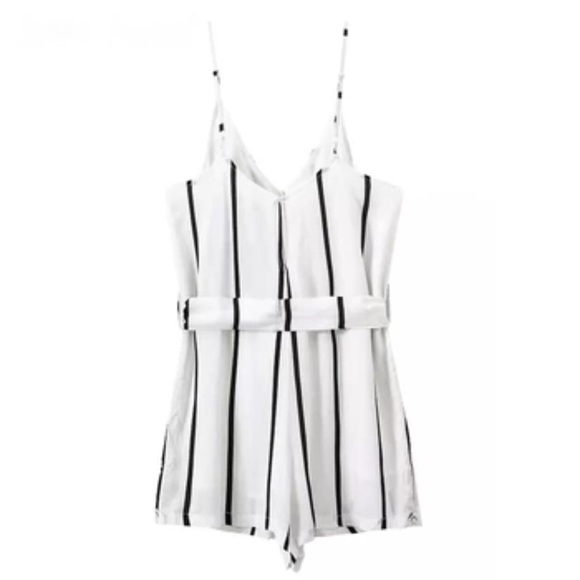 {20% off Sale} White & Black Stripe Romper - Picture 3 of 3