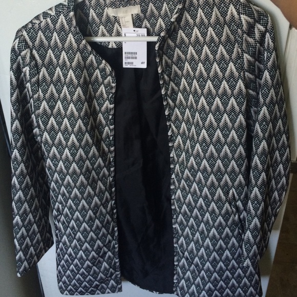 Black and white long blazer