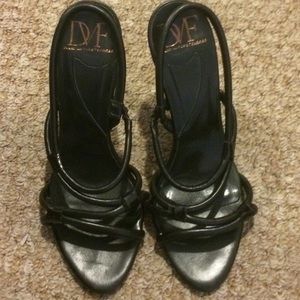 Beautiful DVF Black Strappy Heels like new!