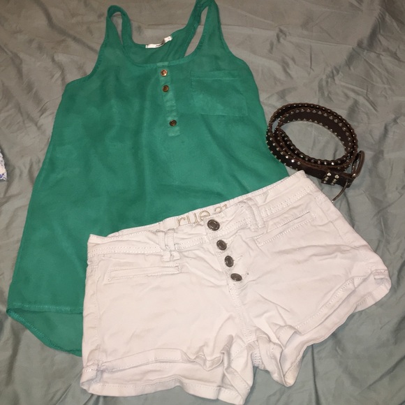 White Button-up Shorts