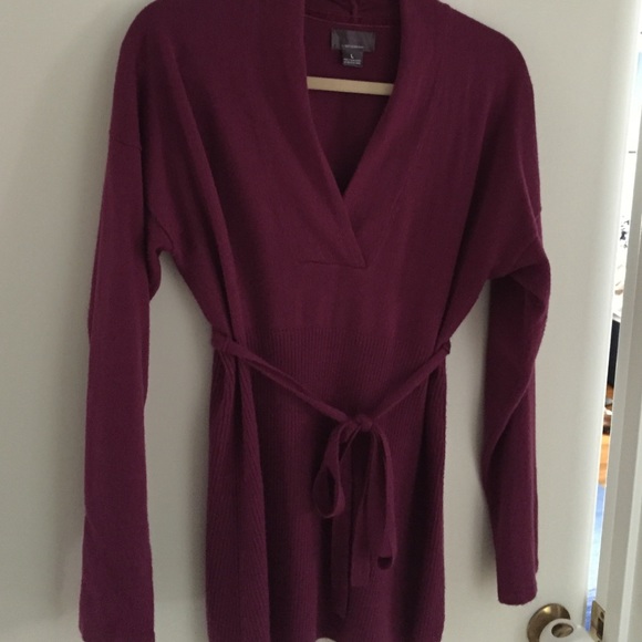 [Maternity] magenta sweater with tie at waist