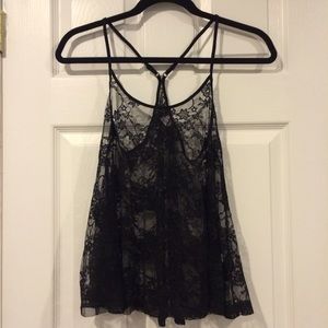 Black Floral Lace Razorback Tank