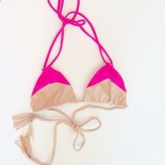 Acacia Swimwear- Pink and Tan Triangle Top - Picture 1 of 2