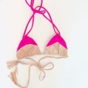 Acacia Swimwear- Pink and Tan Triangle Top