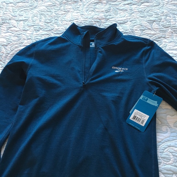 BNWT Men's brooks L/S merino zip neck, BNWT