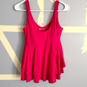 Hot Pink VS Bra Top Layered Ruffle Tank