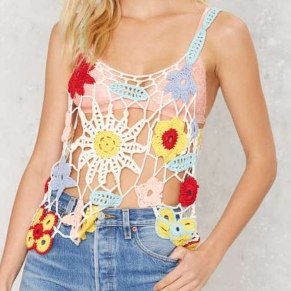 Crochet mama floral top