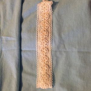 NWOT White headband with pearls and elastic band