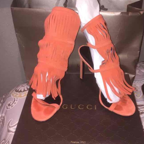 Fringe AUTHENTIC GUCCI HEELS SZ 6.5 fit a 5.5 - Picture 1 of 4