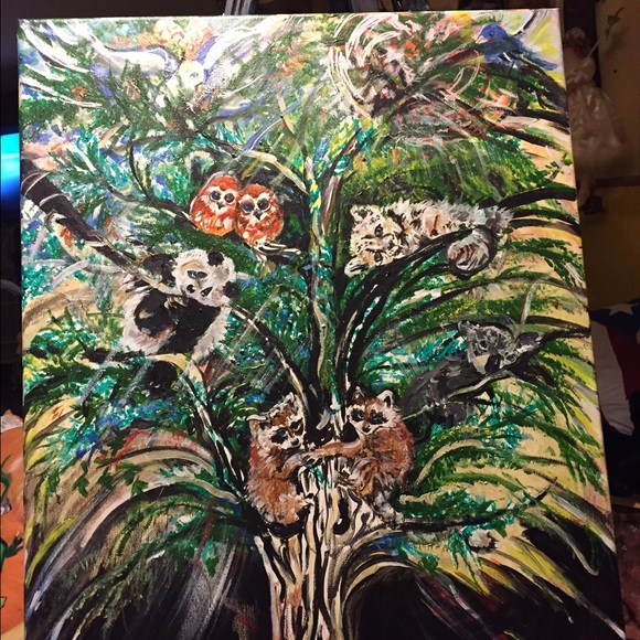 Tree of life painting on canvas or yoga mat
