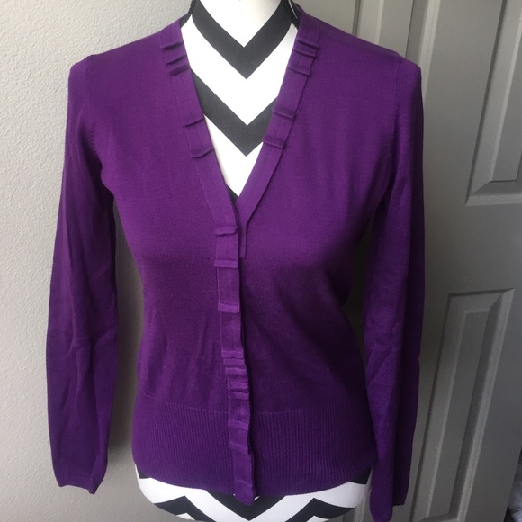 Purple snap button cardigan sweater