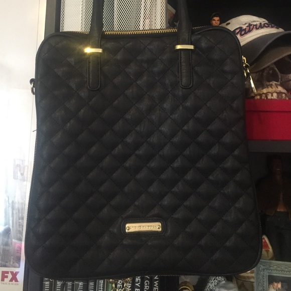 Steve Madden black tote handbag laptop case 13"