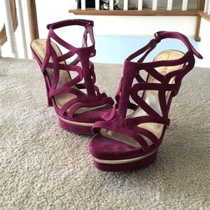 Strappy purple heels