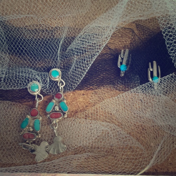 turquoise dangle and post bundle
