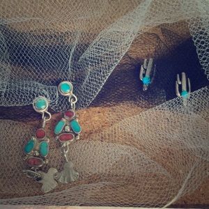 turquoise dangle and post bundle
