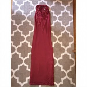 HELMUT Drape Neck Jersey Maxi Dress