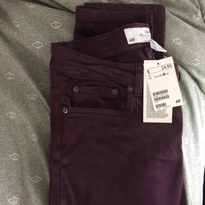 Never worn H&M (L.O.G.G.) Maroon Skinny Jeans