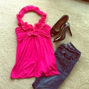 Express Ruffle Halter Top