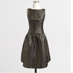 J. Crew Gold Floral Jacquard Dress