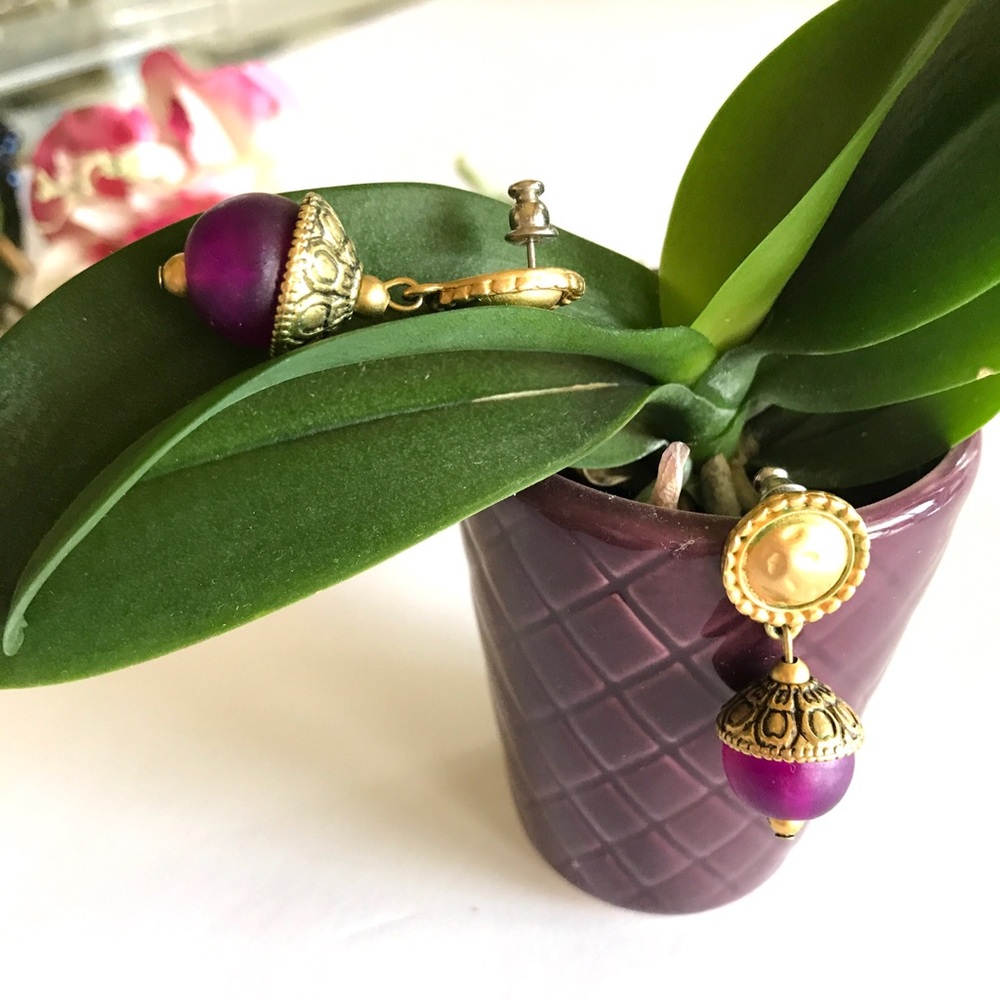 Purple and gold drop earrings ✨💜✨