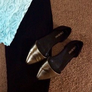 Lane Bryant D'Orsay Gold and Black Flats