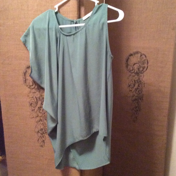 Green flowy asymmetrical summer top