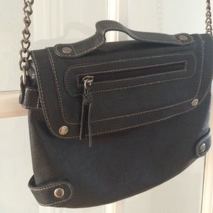 Black and Gunmetal Crossbody Bag by Olsenboye