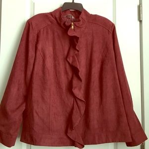 Maroon ruffled dress jacket