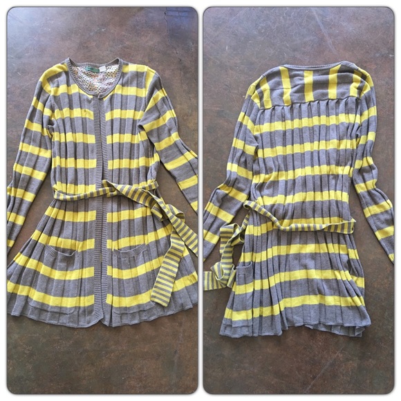 Maple Anthropologie  Sweaters - Maple Anthropologie Long Open cardigan Yellow Grey