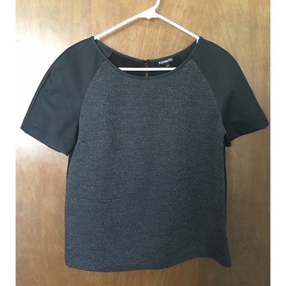 Express Faux Leather Sleeve Top