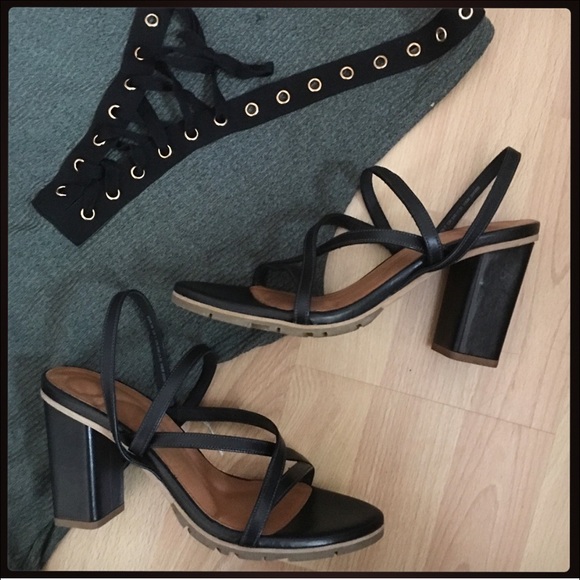 Black strappy leather sandals
