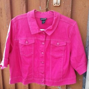 Pink Crop Jacket with thick stitching
