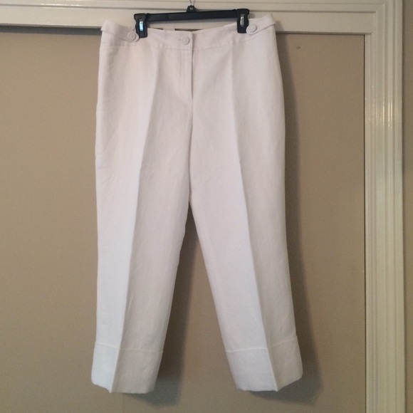 New Laura Cropped White Linen Pants from LOFT