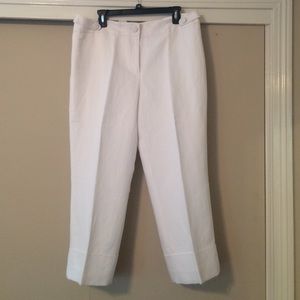 New Laura Cropped White Linen Pants from LOFT