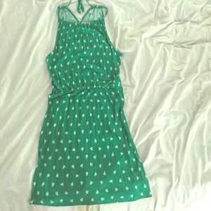 Green sail boat print dress