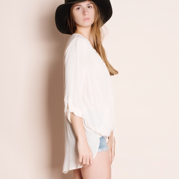 Lace Up Faux Wrap Top - Picture 3 of 4