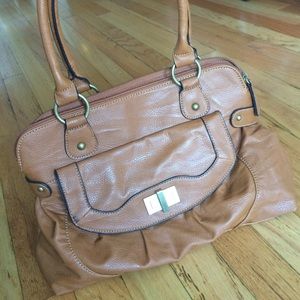 Kelly and Katie Tan Handbag with Gold Accents