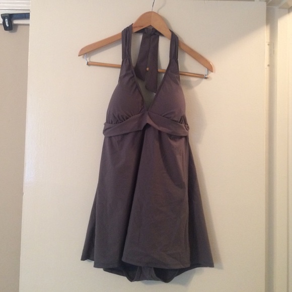 New Talbots Gray Halter One-piece Swimsuit