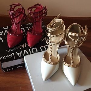 Duo Set Wild Diva Red and White heels
