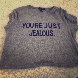 Grey t-shirt crop top "you're just jealous"