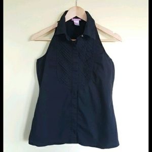 Sleeveless Black Tuxedo Shirt Size Small
