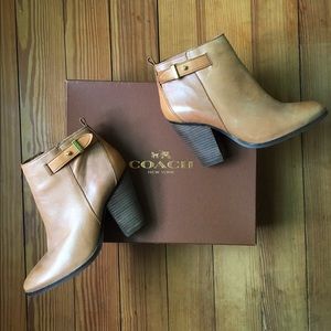 Coach Cognac Leather Booties
