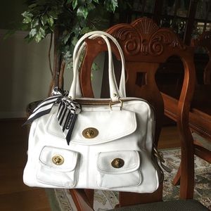 'Coach' White Leather Bag