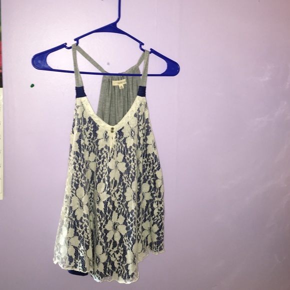 Blue lace tank in perfect condition