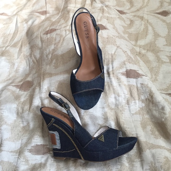 Guess blue jean wedges
