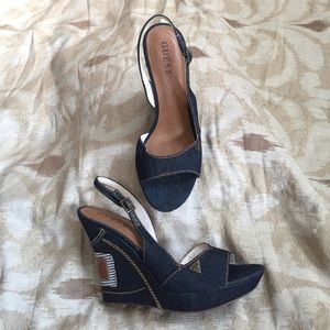 Guess blue jean wedges