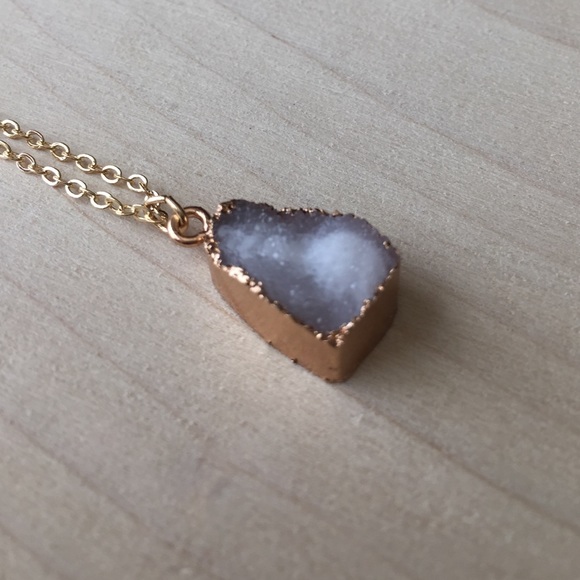 Grey Druzy Drusy Stone Necklace - Picture 3 of 3