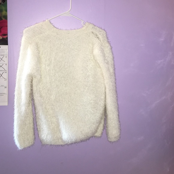 White fluffy sweater