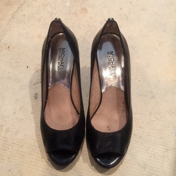 Michael Kors Black Peep Toe Wedge