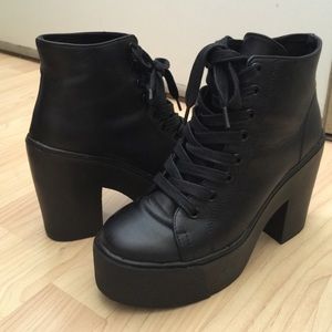 Black lace up boots